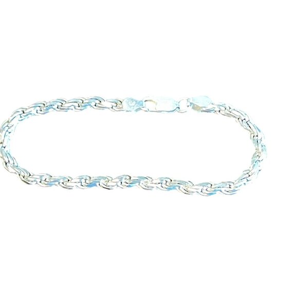 Sterling Silver Italian 925 Twisted Rope Chain Bracelet Italy - Picture 1 of 10